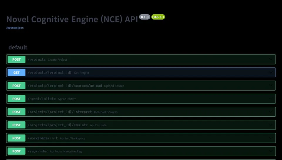 Novel Cognitive Engine workspace preview